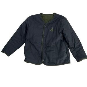 Nike Air Jordan Jacket Mens Medium Black Green Flight Heritage Reversible‎ Liner